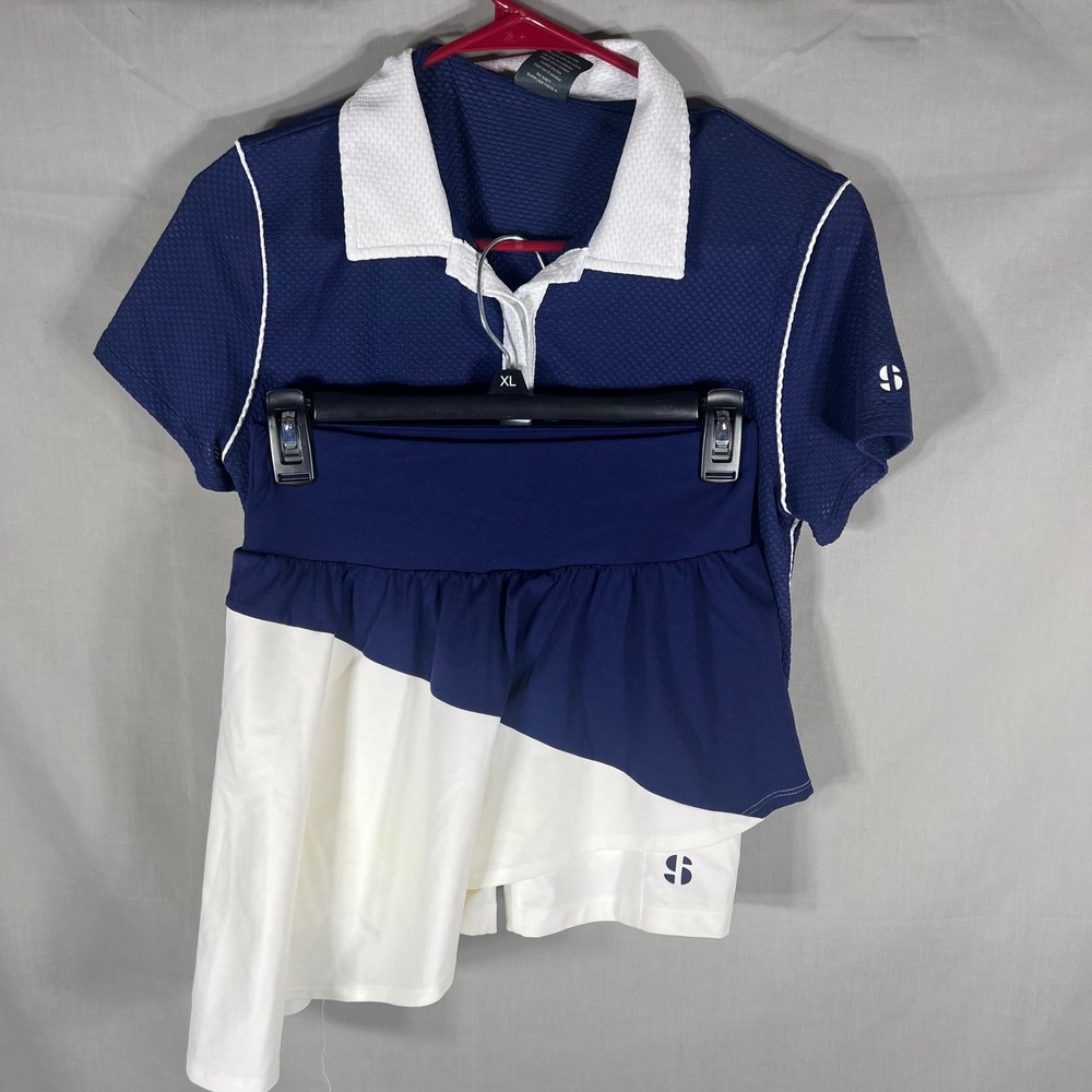 Sports Illustrated Tennis Skort Set Court-Ready Colorblock Navy Womens XS
